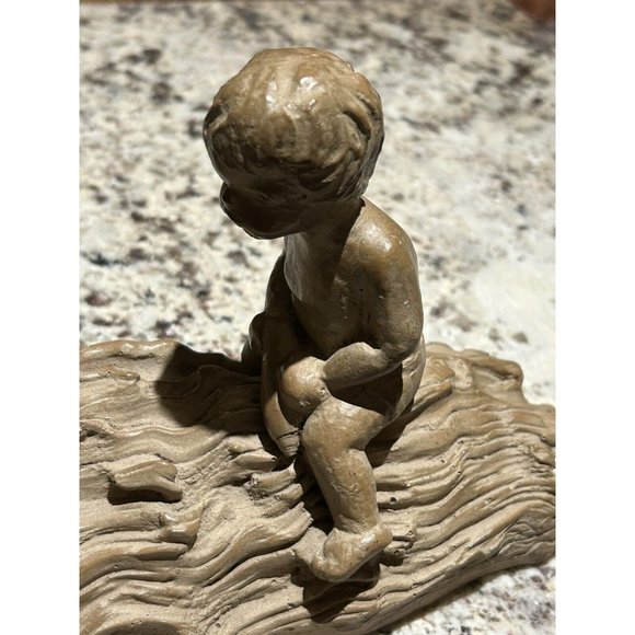 Vtg Haeger Pottery M.Strubel Sculpture 2 Children On A Fallen Tree - Picture 5 of 16